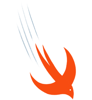 Ein Vogel, der für das Logo der Swift Programmiersprache steht, fliegt ins Bild.