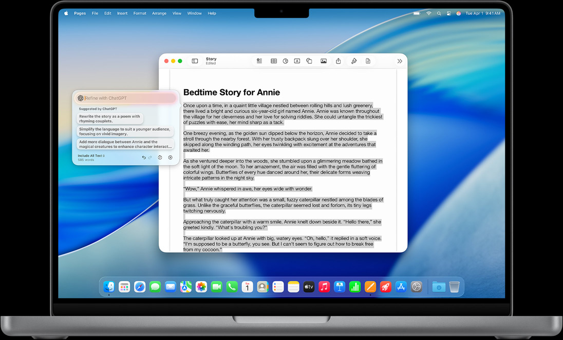 L’option Rédiger dans la fonctionnalité Outils d’écriture est affichée sur un MacBook
