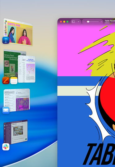 Various Apple apps, including Keynote, Pages, Notes, and Mail, displayed in groupings on a screen.