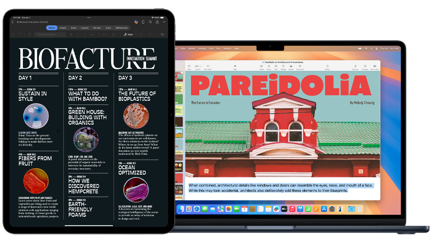 iPad และ MacBook แสดงโปรเจ็กต์ที่ใช้ในการเรียน