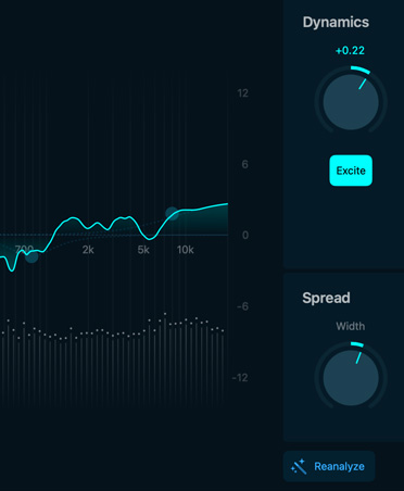 Module for Mastering Assistant, controls for dynamics and spread